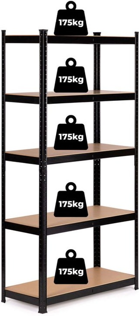 Стелаж металевий ModernHome by Multistore G9030B 180 x 90 x 30 см Чорний (5905817006663) - зображення 9
