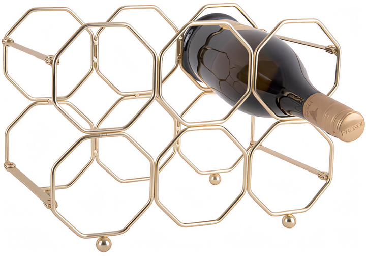Підставка для вина Present Time Honeycomb на 6 пляшок металева золотиста (8714302668067) - зображення 1