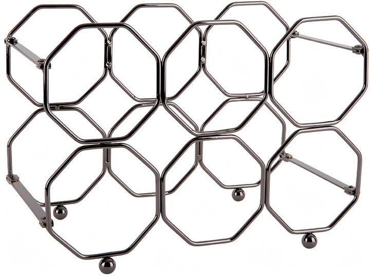 Підставка для вина Present Time Honeycomb на 6 пляшок металева сіра (8714302668081) - зображення 1