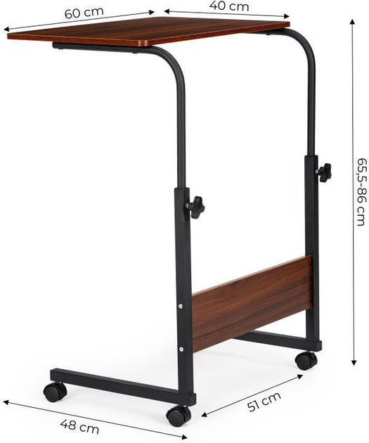Stolik pod laptopa ModernHome by Multistore z kółkami Ciemny brąz ( PJJCT0135-60D) - obraz 11
