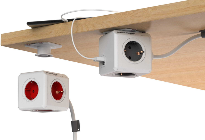 Rozgałęźnik sieciowy Allocacoc PowerCube Extended 2x USB, 4x type E (FR) 1.5 m Red (2402RD/FREUPC) - obraz 9
