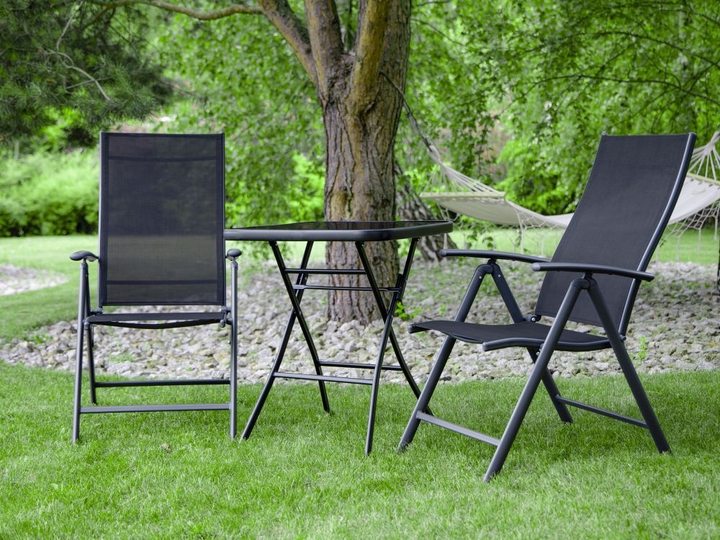 Садовий стіл ModernHome by Multistore скляний складний Чорний SC-091A (5903089060178) - зображення 6