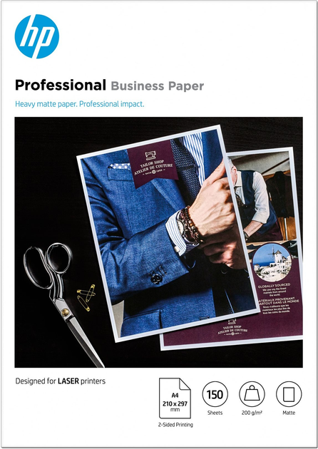 Papier biurowy HP Professional Business Paper Matte 200 g/m2, A4 (210 x 297 mm), 150 sheets (7MV80A) - obraz 1