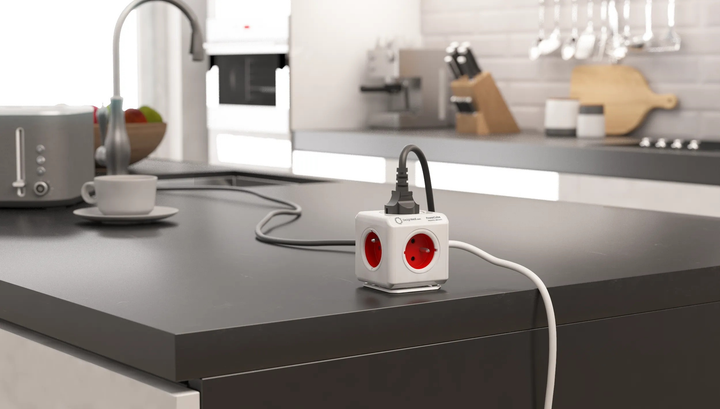 Rozgałęźnik sieciowy Allocacoc PowerCube Extended 2x USB, 5x type E (FR) 3 m Red (2304/FREXPC) - obraz 6