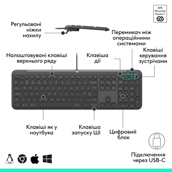 IT набір Logitech Signature Slim MK620 Wired Combo for Business - GRAPHITE (920-013349) - изображение 6