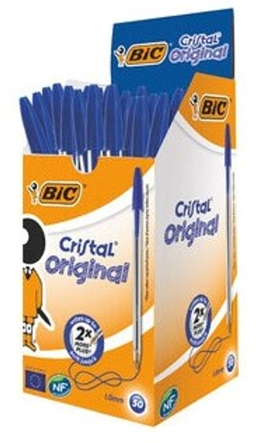 Zestaw długopisów kulkowych BIC Cristal Niebieski 0.4 mm Przezroczysta obudowa 50 szt (0070330129627) - obraz 2