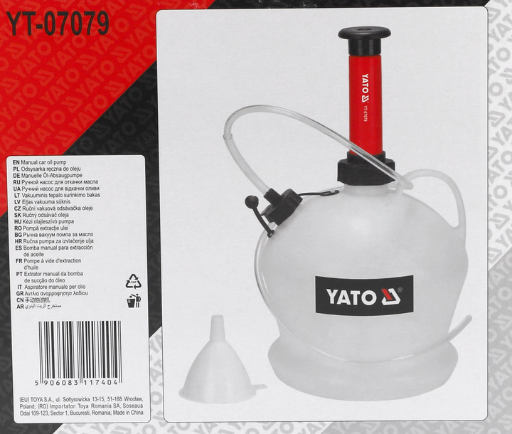 Ручний відсмоктувач Yato для оливи та палива YT-07079 6 л (5906083117404) - зображення 6