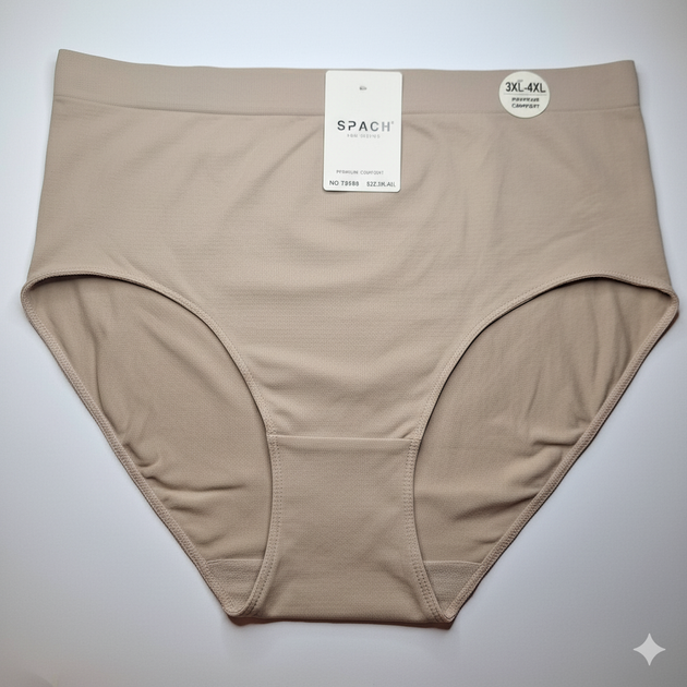 Женские трусики слип SPACH 3XL-4XL ОБ-112-118 пудровый безсшовный бок высокая посадка(Т9308) - Фото 1 Женские трусики слип SPACH 3XL-4XL ОБ-112-118 пудровый безсшовный бок высокая посадка(Т9308) - изображение 1