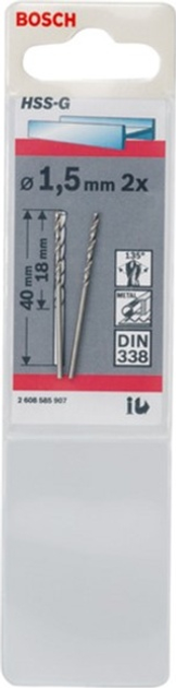 Набір свердел по металу Bosch 1.5 x 40 2 szt 2608585907 (3165140521420) - зображення 1
