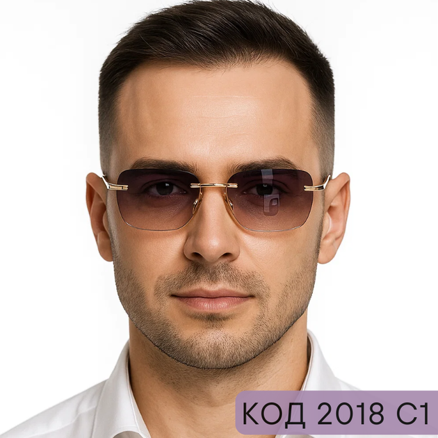 Мужские очки для зрения безоправные – коричневая тонированная линза и прямоугольная форма. Код: 2018 C1 +3.75 - Фото 1 Мужские очки для зрения безоправные – коричневая тонированная линза и прямоугольная форма. Код: 2018 C1 +3.75 - изображение 1