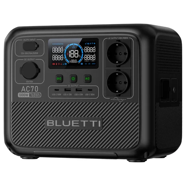 Станція резервного живлення Bluetti AC70 / 1000 Вт / 768 Вт⋅год / LiFePO4 - Фото 3 Станція резервного живлення Bluetti AC70 / 1000 Вт / 768 Вт⋅год / LiFePO4 - изображение 3