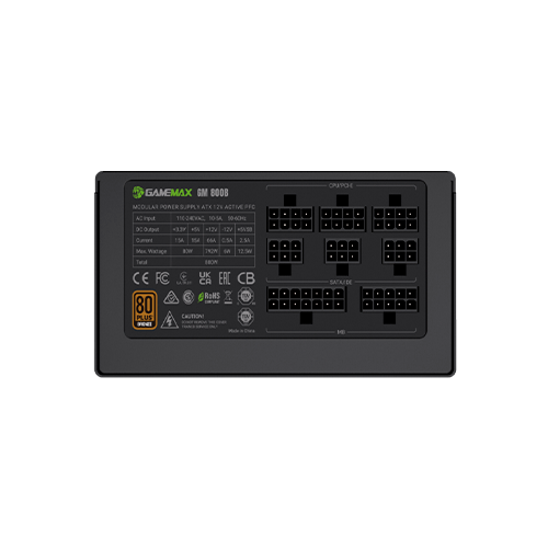 Блок питания модульный для ПК GameMax GM 800B ATX 2.53 800W 140 мм вентилятор 80+ Bronze Black - изображение 4