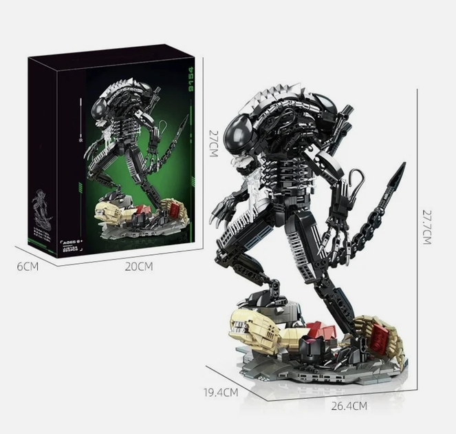 Конструктор JIE STAR Xenomorph Чужий — 882 деталі, на підставці