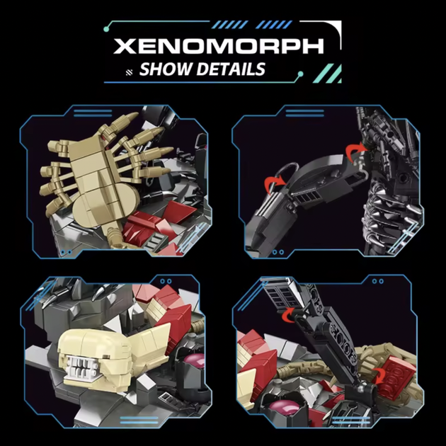 Конструктор JIE STAR Xenomorph Чужий — 882 деталі, на підставці