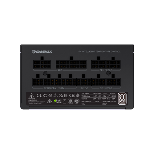 Блок питания модульный для ПК GameMax GX-1250 PRO BK ATX 3.1 1250W 135 мм вентилятор 80+ Platinum Black - изображение 5