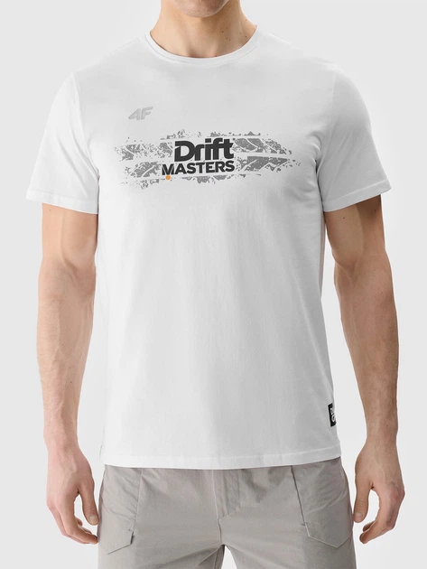 Футболка бавовняна довга чоловіча 4F 4FSSS24TTSHM2505-10S 2XL Біла (5905700515494) - зображення 6