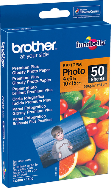 Фотопапір Brother Premium Plus Glossy 100х150 мм 50 аркушів (BP71GP50) - зображення 1