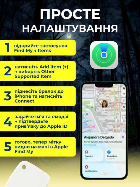 Брелок трекер apple find my смарт маячок антипотеряшка Sualio smart air tag gps метка с маячком звуковым сигналом локатор airtag для поиска контроля отслеживания вещей ключей сумки детей котов собак кошелька совместим iphone ipad macbook imac белый - изображение 6