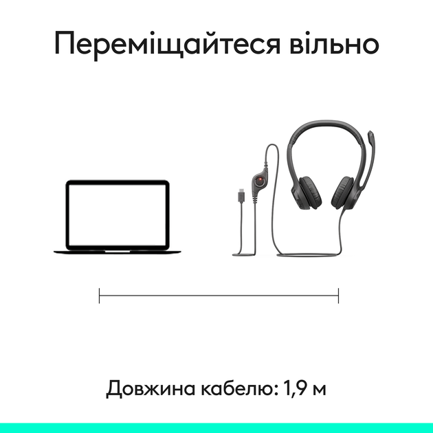 Навушники Logitech H390 USB-C Midnight Black (981-001576) - Фото 8 Навушники Logitech H390 USB-C Midnight Black (981-001576) - зображення 8