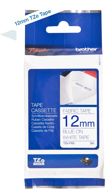 Taśma etykietowa Brother TZe-FA3 12 mm x 3 m White (4977766691710) - obraz 1