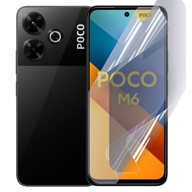 Плёнка гидрогелевая для Xiaomi POCO M6 4G глянцевая противоударная прозрачная - Фото 1 Плёнка гидрогелевая для Xiaomi POCO M6 4G глянцевая противоударная прозрачная - изображение 1