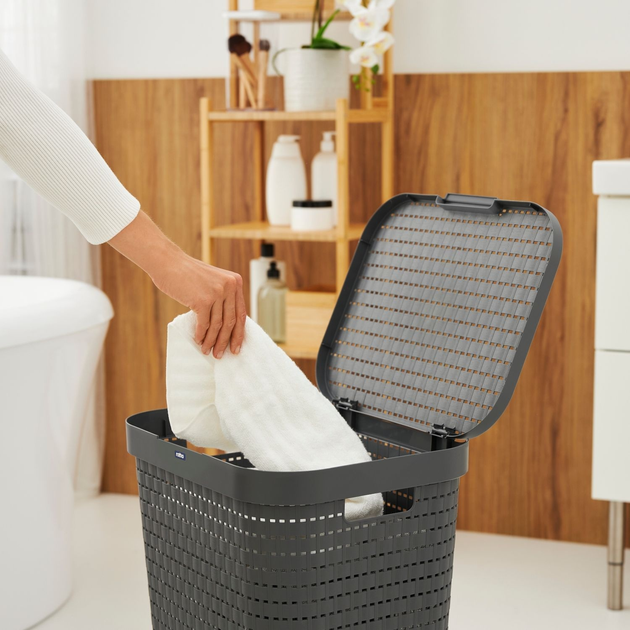 Kosz na pranie Rotho Country 55 l Antracyt (1032708853WS) - obraz 3