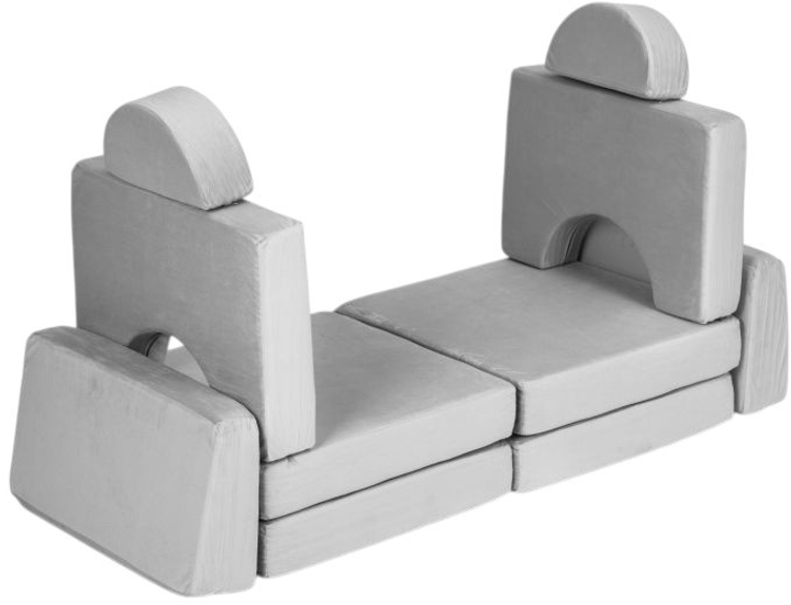 Sofa modułowa EcoToys dla dzieci duża 2-osobowa DIY 10 miękkich poduch Szara (5905817003709) - obraz 2