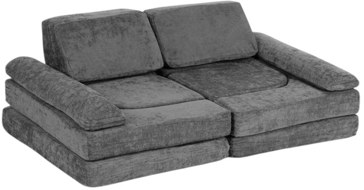 Sofa modułowa EcoToys dla dzieci duża 2-osobowa DIY 10 miękkich poduch tkanina szenilowa Szara (5905817007530) - obraz 1