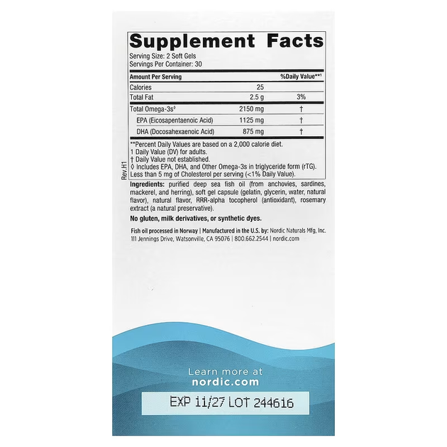 Омега-3 Подвійної Концентрації Nordic Naturals Ultimate Omega 2X 2150 мг - 60 софтгель (768990891168) - зображення 2