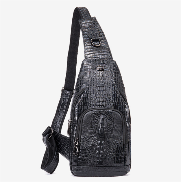 Мужская кложаная сумка на грудь (слинг) L. Collection (9076) black - изображение 2
