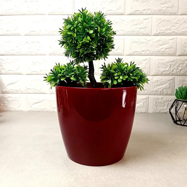 Бордове підлогове пластикове кашпо 25*22 см 10 л, Магнолія Ламела - зображення 7
