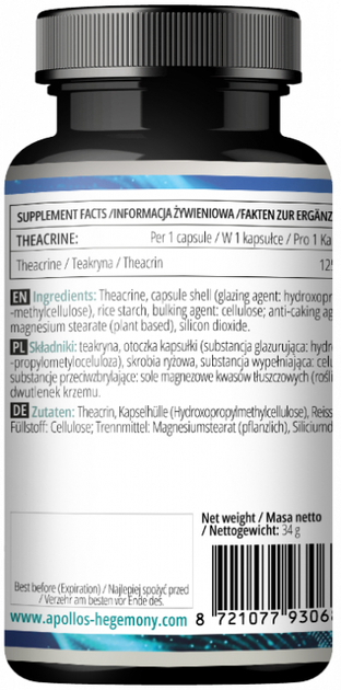 Suplement diety Apollo's Hegemony Theacrine 60 kapsułek (8721077930688) - obraz 3