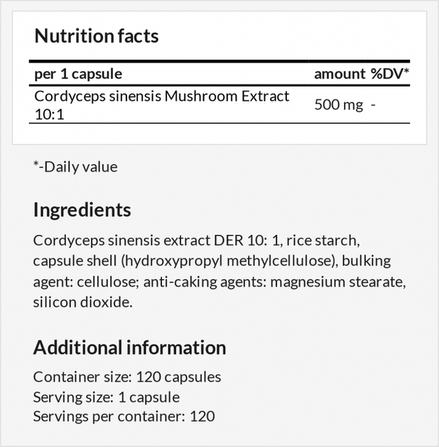 Suplement diety MZ Cordyceps 120 kapsułek (5904873481704) - obraz 2