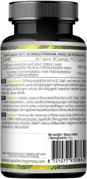 Suplement diety Apollo's Hegemony 5-HTP 60 kapsułek (8721077930862) - obraz 3