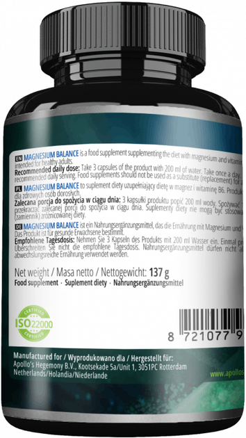 Дієтична добавка Apollo's Hegemony Magnesium Balance 180 капсул (8721077931500) - зображення 2