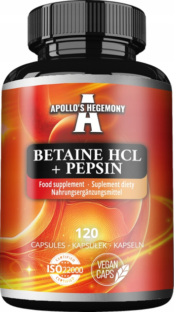 Дієтична добавка Apollo's Hegemony Бетаїн HCl + Пепсин 120 капсул (8721077931746) - зображення 1