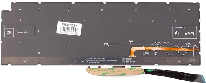 Клавіатура для ноутбука PowerPlant Dell Inspiron 5584, 5590, чорна, підсвічування (KB315697) - зображення 3
