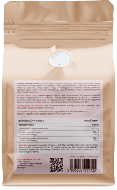 Kawa mielona OWNWAI grzybowa Smak karmelowy 250 g (5905806911725) - obraz 2