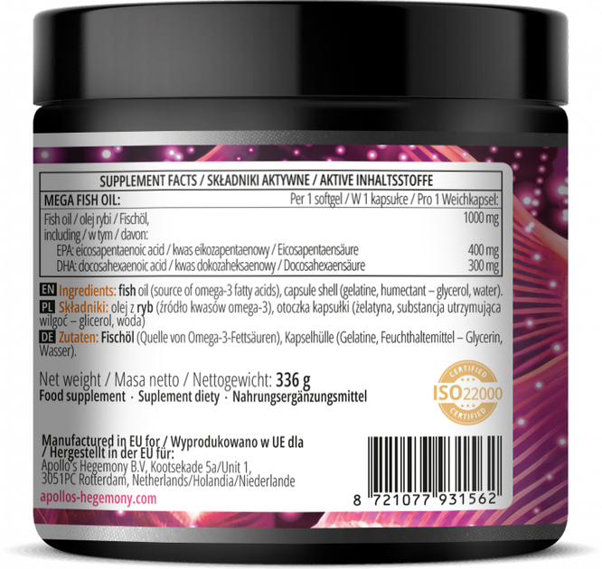 Suplement diety Apollo's Hegemony Mega Fish Oil 240 kapsułek (8721077931562) - obraz 3