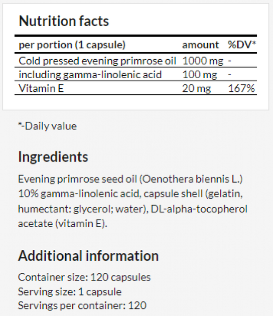 Suplement diety Apollo's Hegemony Evening Primrose Oil 1000 120 kapsułek (8721077930268) - obraz 3