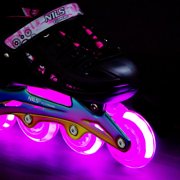 Роликові ковзани LED Nils EXTREME 4в1 NH10905 31-34 S Чорно-Рожеві (5908261684364) - зображення 8