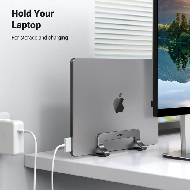Stojak pionowy na laptopa Ugreen LP258 Vertical Laptop Stand Gray (6957303824717) - obraz 9
