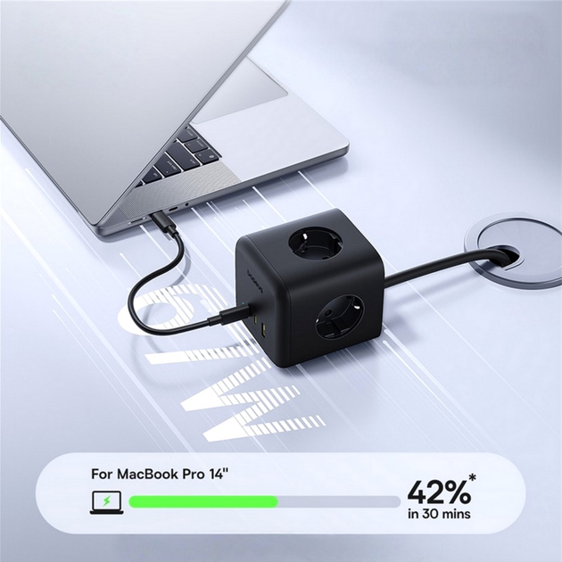 Мережевий фільтр Baseus EnerFill FA11 Cube Power Strip 3AC+1U+1C 67W 1.5m EU Cosmic Black (6932172687526) - зображення 7