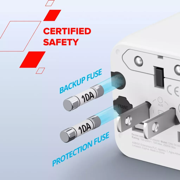 Listwa przeciwprzepięciowa Canyon OnTour One Travel Adapter EU/UK/US/AUS White (CNS-TA1005W) - obraz 7