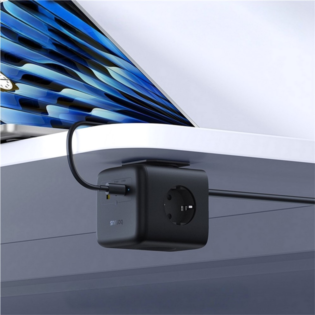 Мережевий фільтр Baseus EnerFill FA11 Cube Power Strip 3AC+1U+1C 67W 1.5m EU Cosmic Black (6932172687526) - зображення 9