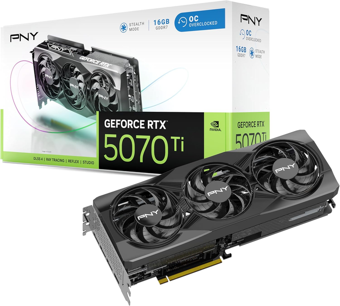 Відеокарта PNY PCI-Ex GeForce RTX 5070 Ti OC Plus Triple Fan 16GB GDDR7 (256bit) (2572/28000) (HDMI, 3 x DisplayPort) (VCG5071T16TFXPB1-O) - зображення 10
