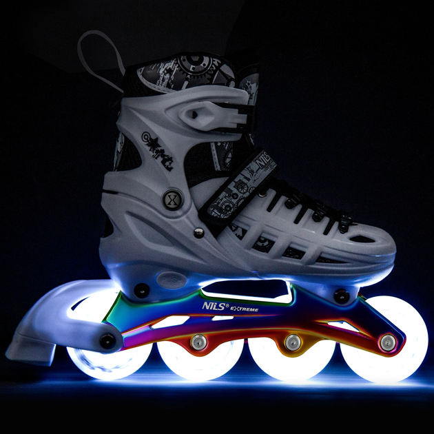 Роликові ковзани LED Nils EXTREME 4в1 NH10905 39-42 L Біло-чорні (5908261684418) - зображення 7