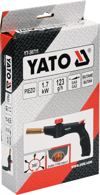 Palnik gazowy Yato YT-36711 do lutowania z zapłonem piezo (5906083068621) - obraz 3