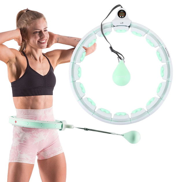 Hula-hop HMS HHW06 z piłką grawitacyjną, licznikiem  i pasem BR163 Black Plus Size Zielony (5907695558197) - obraz 8