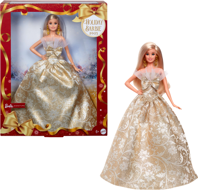 Lalka kolekcjonerska Barbie Świąteczna – blondynka (JBH95) (194735260966) - obraz 2